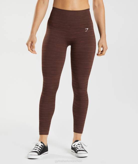 Archivbraun/Kirschbraun Kleidung Gymshark Frauen Adaptieren Sie melierte nahtlose Leggings 04P8294