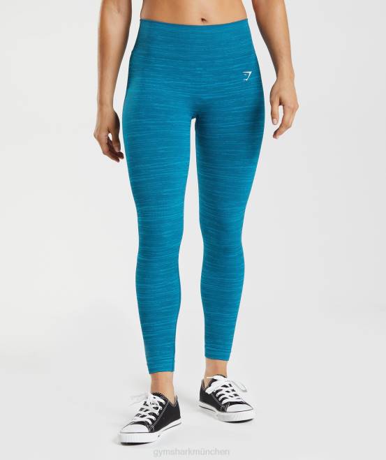 Atlantikblau/Haifischblau Kleidung Gymshark Frauen Adaptieren Sie melierte nahtlose Leggings 04P8291