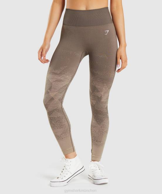 Dreieck | Penny Brown-Druck Kleidung Gymshark Frauen Nahtlose Ombre-Leggings anpassen 04P8318