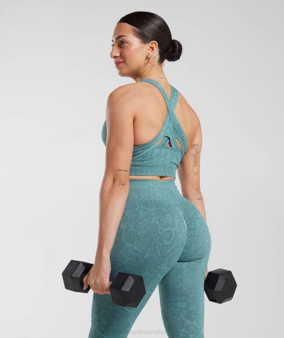 Eisbergblau/Donnerblau Kleidung Gymshark Frauen Passen Sie die nahtlosen Tier-Leggings an 04P8253