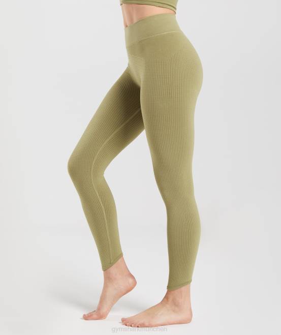Greifgrün Kleidung Gymshark Frauen Pause nahtlose Leggings 04P8333