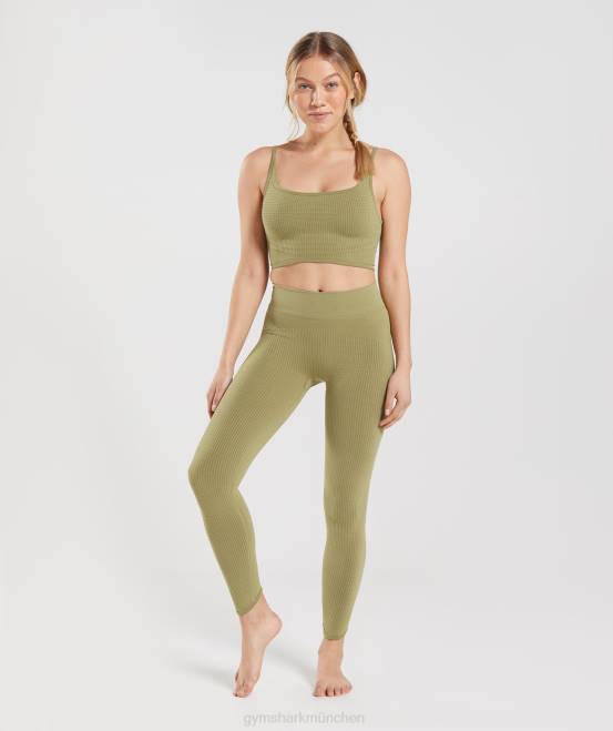 Greifgrün Kleidung Gymshark Frauen Pause nahtlose Leggings 04P8333