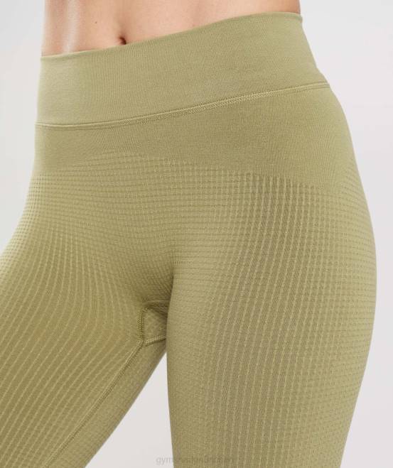 Greifgrün Kleidung Gymshark Frauen Pause nahtlose Leggings 04P8333