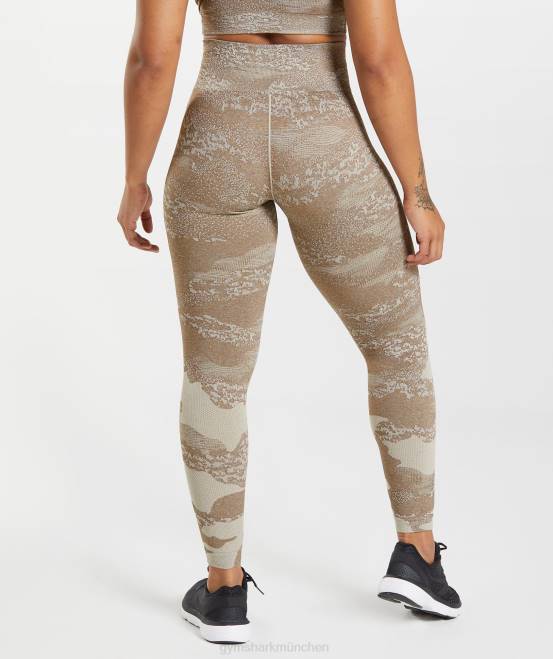 Kieselgrau/Seelenbraun Kleidung Gymshark Frauen Passen Sie die nahtlosen Camo-Leggings an 04P8325