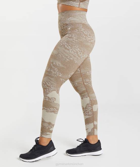 Kieselgrau/Seelenbraun Kleidung Gymshark Frauen Passen Sie die nahtlosen Camo-Leggings an 04P8325