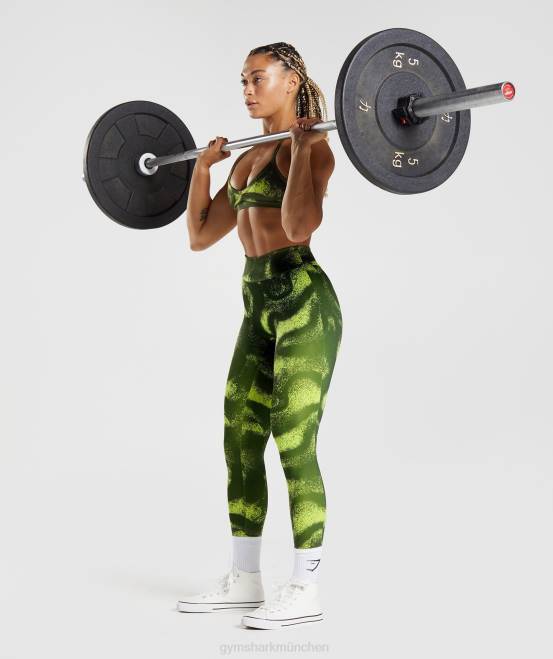Moos-Oliven-Druck Kleidung Gymshark Frauen Gs Power Original-Leggings 04P8293