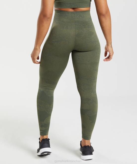 Moosolive/Kernolive Kleidung Gymshark Frauen Passen Sie die nahtlosen Camo-Leggings an 04P8244