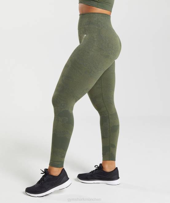 Moosolive/Kernolive Kleidung Gymshark Frauen Passen Sie die nahtlosen Camo-Leggings an 04P8244