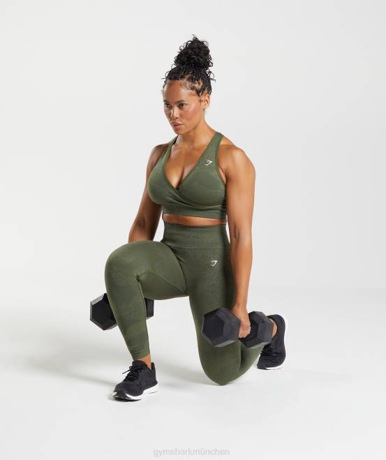 Moosolive/Kernolive Kleidung Gymshark Frauen Passen Sie die nahtlosen Camo-Leggings an 04P8244