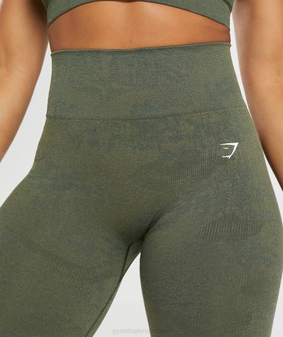 Moosolive/Kernolive Kleidung Gymshark Frauen Passen Sie die nahtlosen Camo-Leggings an 04P8244