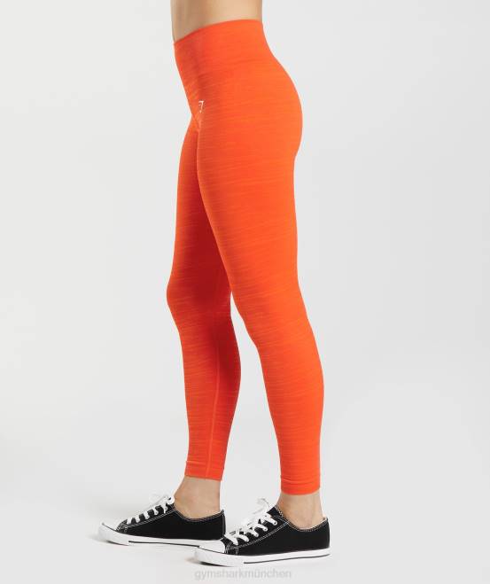 Pfefferrot/pikantes Orange Kleidung Gymshark Frauen Adaptieren Sie melierte nahtlose Leggings 04P8311