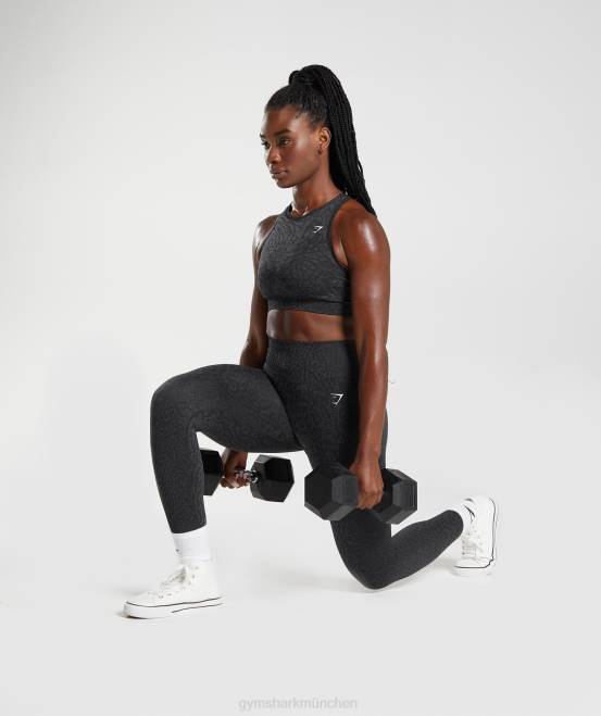 Riff | Schwarz Kleidung Gymshark Frauen Passen Sie die nahtlosen Tier-Leggings an 04P8298