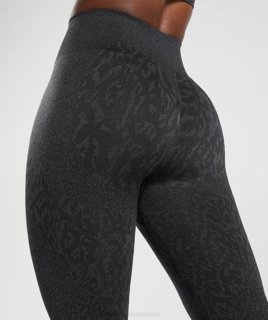 Riff | Schwarz Kleidung Gymshark Frauen Passen Sie die nahtlosen Tier-Leggings an 04P8298