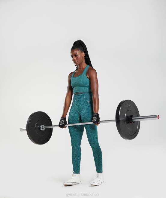 Riff | Winterblaugrün Kleidung Gymshark Frauen Passen Sie die nahtlosen Tier-Leggings an 04P8292