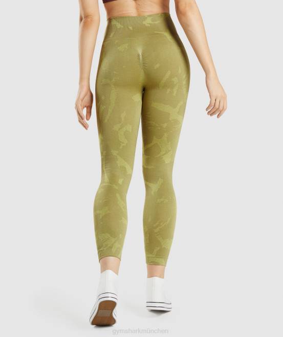 Savanne | Greifgrün Kleidung Gymshark Frauen Passen Sie die nahtlosen Camo-Leggings an 04P8247