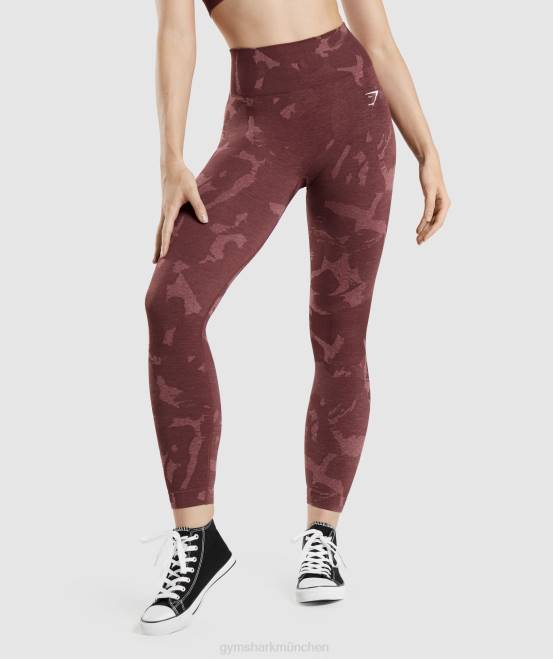 Savanne | kirschbraun Kleidung Gymshark Frauen Passen Sie die nahtlosen Camo-Leggings an 04P8306