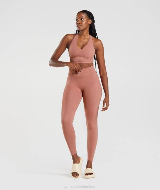 Schlucht rot Kleidung Gymshark Frauen Whitney Alltags-Leggings mit Tasche 04P8330