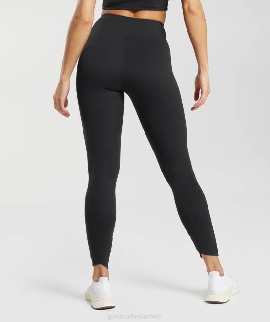 Schwarz Kleidung Gymshark Frauen Crossover-Leggings 04P8242