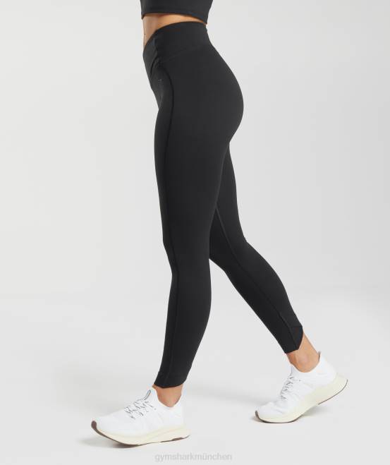 Schwarz Kleidung Gymshark Frauen Crossover-Leggings 04P8242