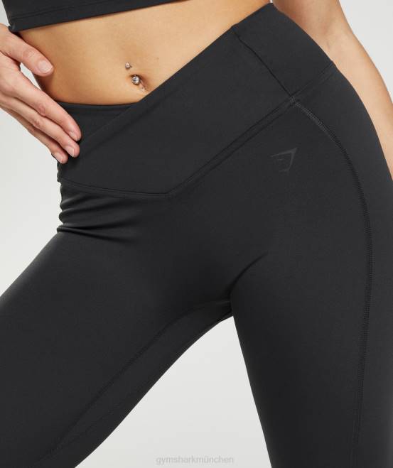 Schwarz Kleidung Gymshark Frauen Crossover-Leggings 04P8242