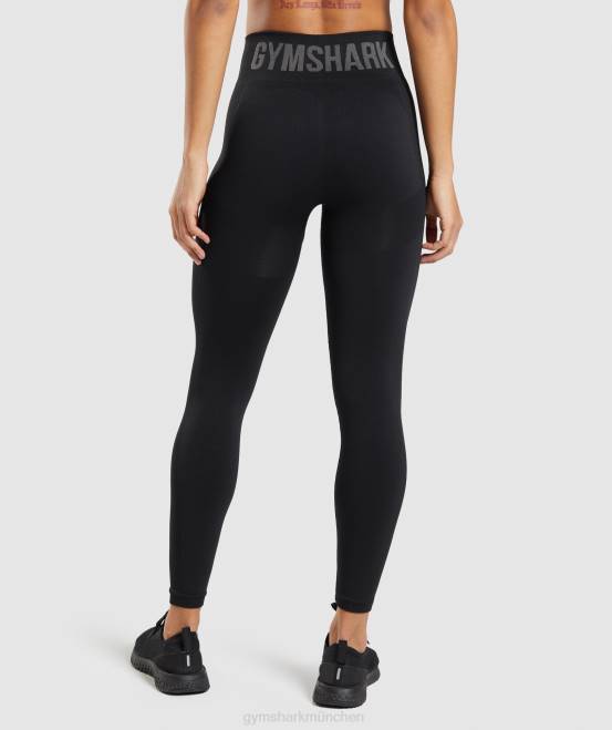 Schwarz Kleidung Gymshark Frauen Flex-Leggings mit hoher Taille 04P8283