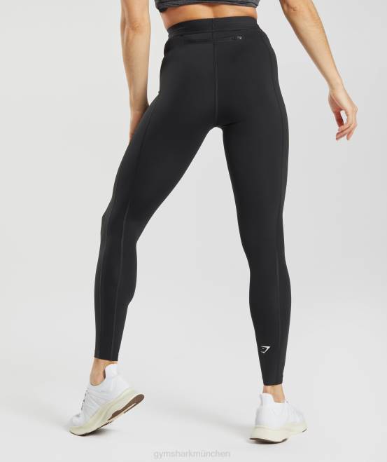 Schwarz Kleidung Gymshark Frauen Laufleggings 04P8277