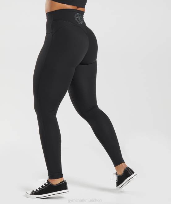Schwarz Kleidung Gymshark Frauen Legacy-Leggings 04P8262