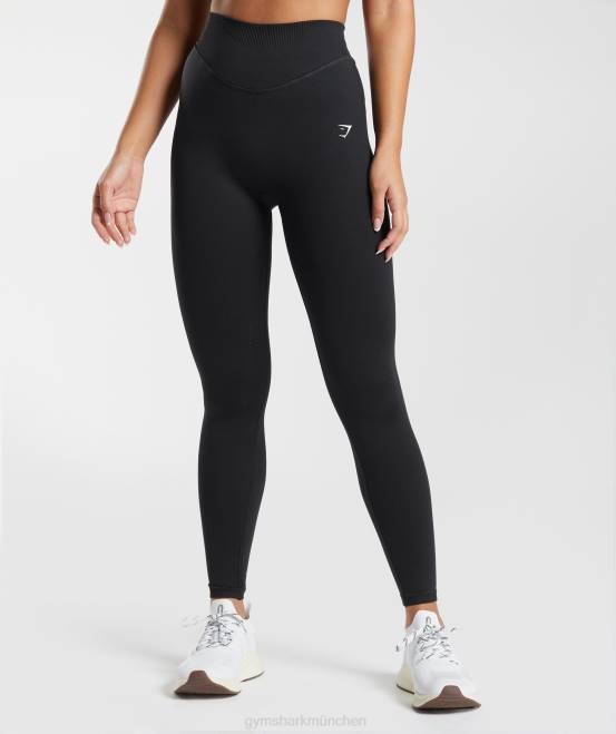 Schwarz Kleidung Gymshark Frauen Nahtlose Sweat-Leggings 04P8239