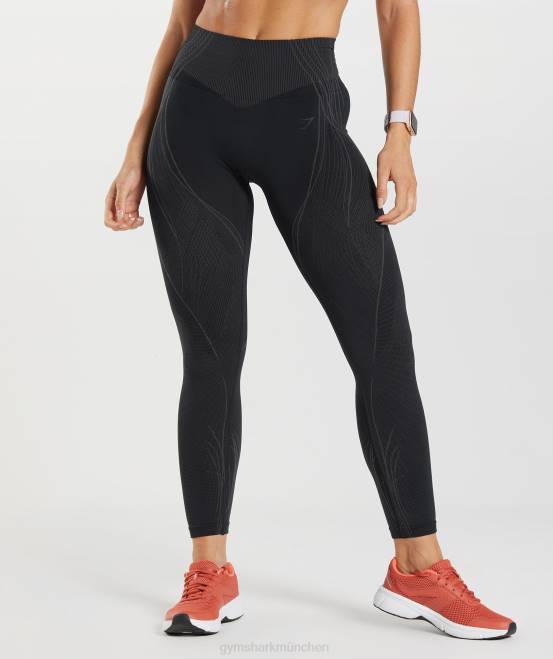 Schwarz/Onyxgrau Kleidung Gymshark Frauen Nahtlose Apex-Leggings 04P8334