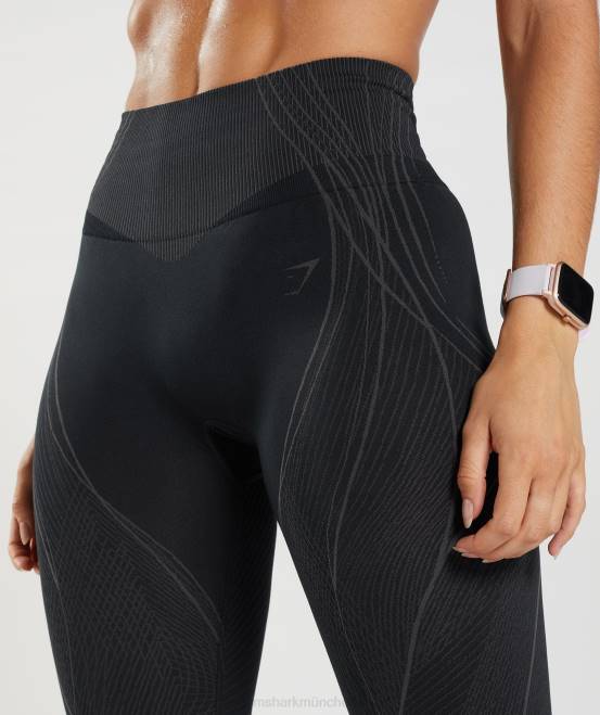 Schwarz/Onyxgrau Kleidung Gymshark Frauen Nahtlose Apex-Leggings 04P8334