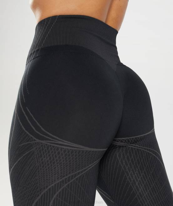 Schwarz/Onyxgrau Kleidung Gymshark Frauen Nahtlose Apex-Leggings 04P8334