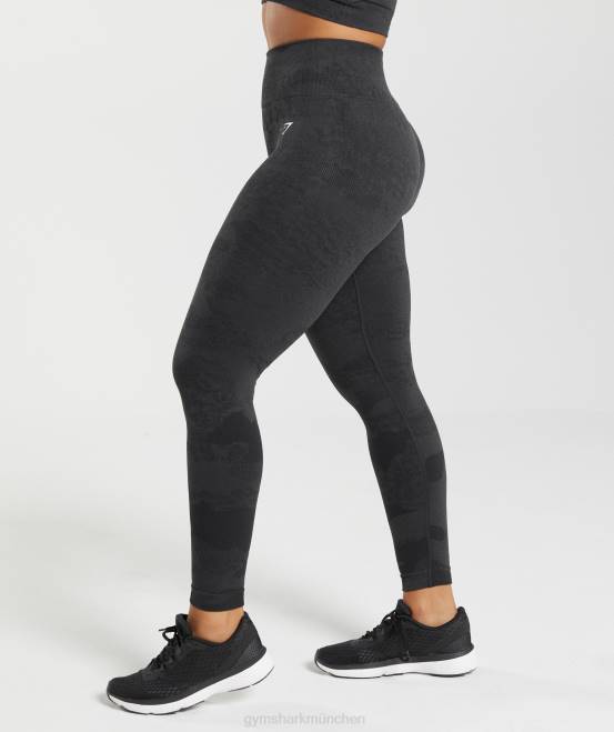 Schwarz/Onyxgrau Kleidung Gymshark Frauen Passen Sie die nahtlosen Camo-Leggings an 04P8301