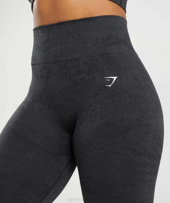 Schwarz/Onyxgrau Kleidung Gymshark Frauen Passen Sie die nahtlosen Camo-Leggings an 04P8301