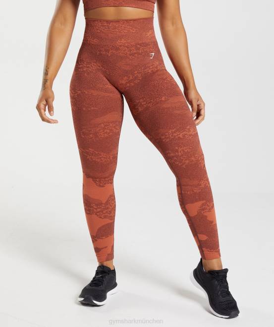 Sturmrot/Kirschbraun Kleidung Gymshark Frauen Passen Sie die nahtlosen Camo-Leggings an 04P8305