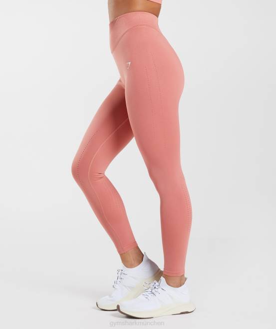 Terrakottarosa Kleidung Gymshark Frauen Nahtlose Sweat-Leggings 04P8284
