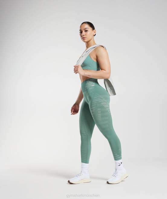 Tintenblaugrün/Frostblaugrün (ausverkauft) Kleidung Gymshark Frauen grenzenlose Leggings 04P8340