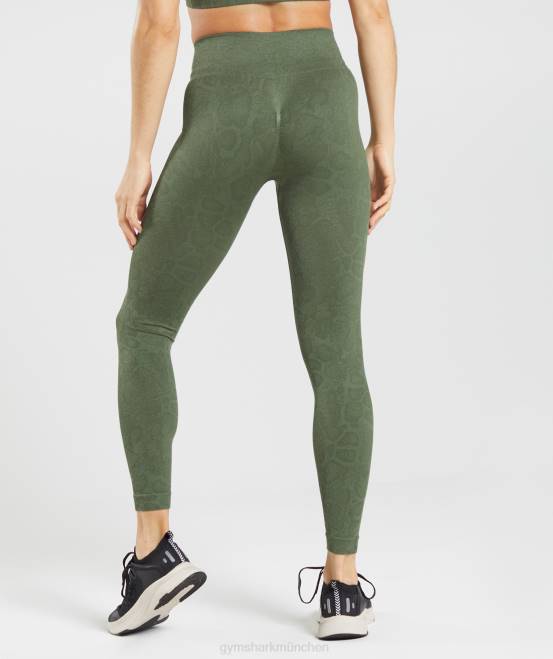 Weidengrün/Kernoliv Kleidung Gymshark Frauen Passen Sie die nahtlosen Tier-Leggings an 04P8271