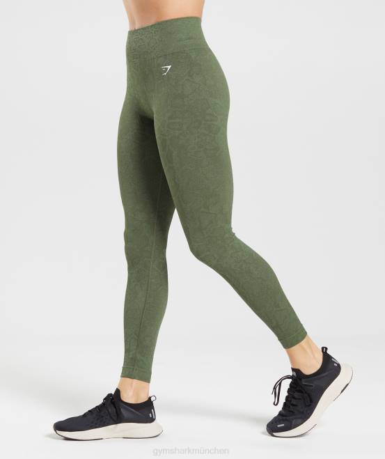Weidengrün/Kernoliv Kleidung Gymshark Frauen Passen Sie die nahtlosen Tier-Leggings an 04P8271