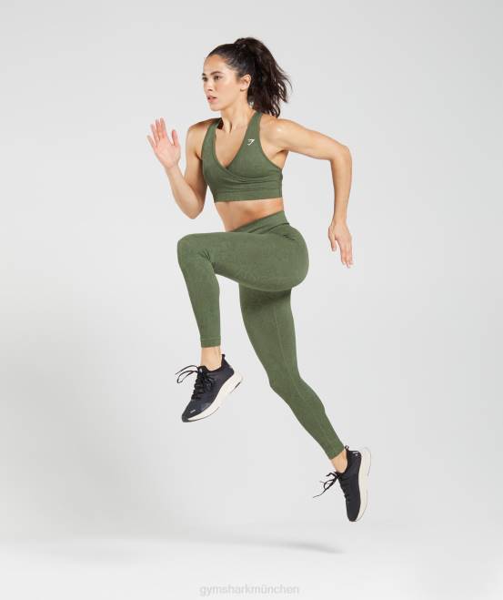 Weidengrün/Kernoliv Kleidung Gymshark Frauen Passen Sie die nahtlosen Tier-Leggings an 04P8271