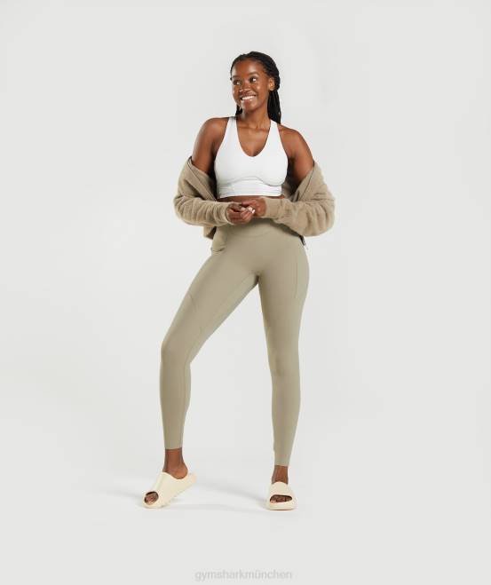 Zementbraun Kleidung Gymshark Frauen Whitney Alltags-Leggings mit Tasche 04P8331