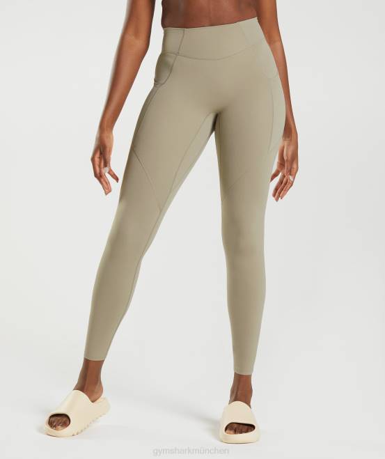 Zementbraun Kleidung Gymshark Frauen Whitney Alltags-Leggings mit Tasche 04P8331