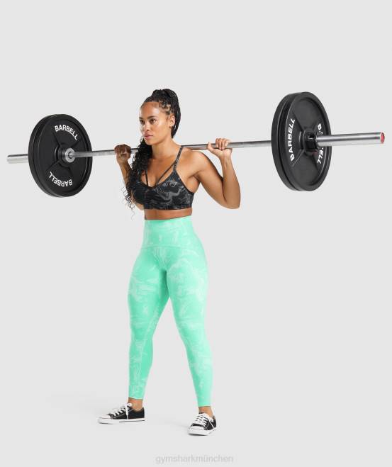 leuchtend türkisfarbener Druck Kleidung Gymshark Frauen Leggings mit Taillenunterstützung 04P8327
