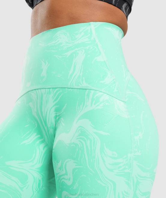 leuchtend türkisfarbener Druck Kleidung Gymshark Frauen Leggings mit Taillenunterstützung 04P8327