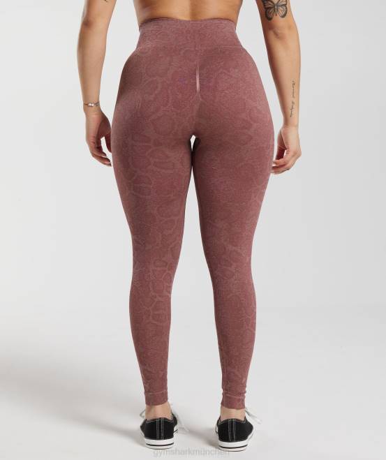 modernes Rougerosa/Magentabraun Kleidung Gymshark Frauen Passen Sie die nahtlosen Tier-Leggings an 04P8238