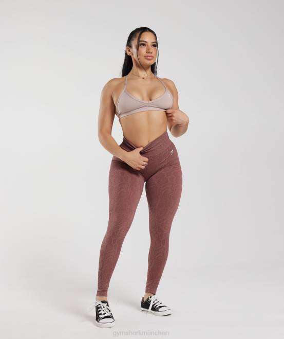 modernes Rougerosa/Magentabraun Kleidung Gymshark Frauen Passen Sie die nahtlosen Tier-Leggings an 04P8238