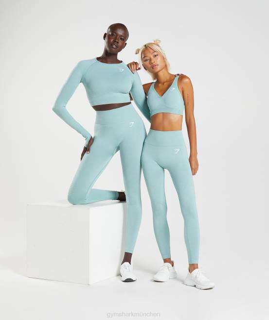 perlblau meliert Kleidung Gymshark Frauen Vital Seamless 2.0 Leggings 04P8336