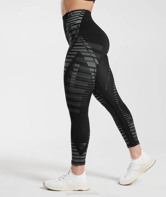 schwarz/hellgrau (ausverkauft) Kleidung Gymshark Frauen grenzenlose Leggings 04P8341