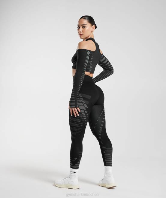 schwarz/hellgrau (ausverkauft) Kleidung Gymshark Frauen grenzenlose Leggings 04P8341
