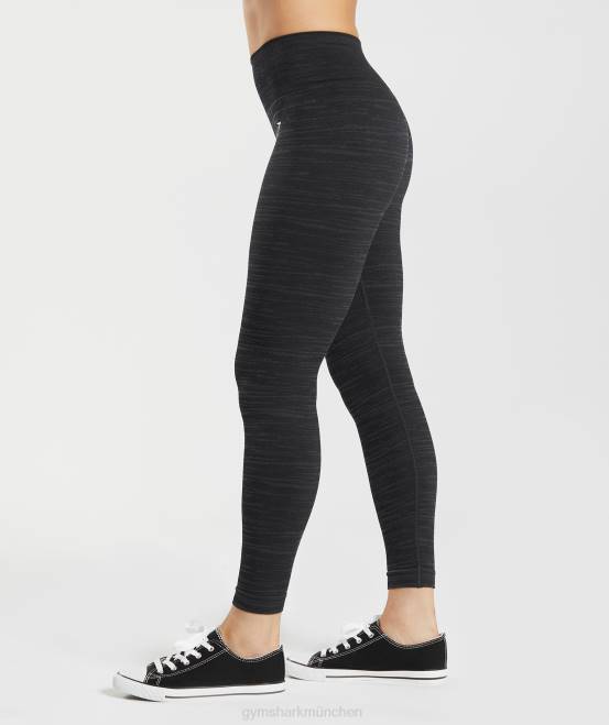 schwarz/rauchgrau Kleidung Gymshark Frauen Adaptieren Sie melierte nahtlose Leggings 04P8297