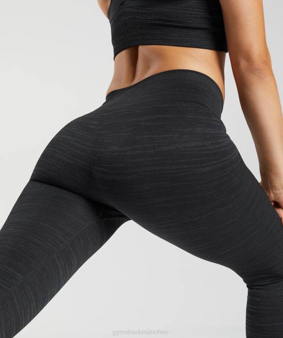 schwarz/rauchgrau Kleidung Gymshark Frauen Adaptieren Sie melierte nahtlose Leggings 04P8297